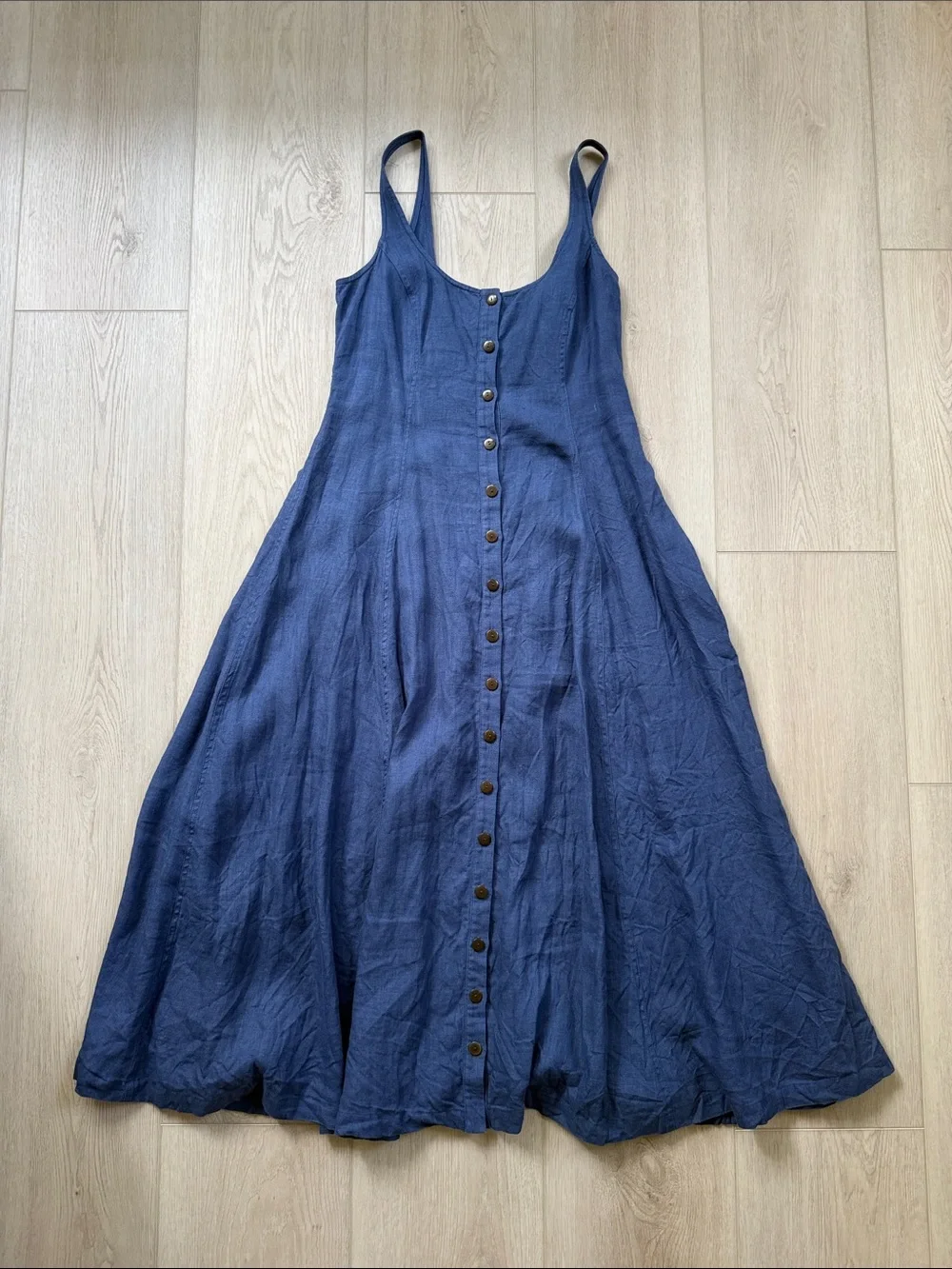 Mara Hoffman Linen Navy Button-Front dress - Picture 1 of 5